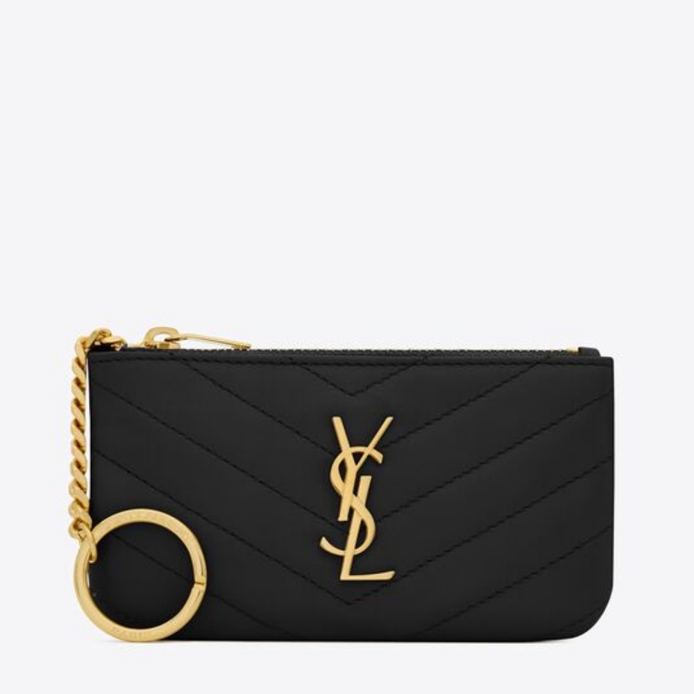 BNIB NEW! YSL CASSANDRE SAINT LAURENT KEY POUCH IN CALFSKIN MATELASSÉ